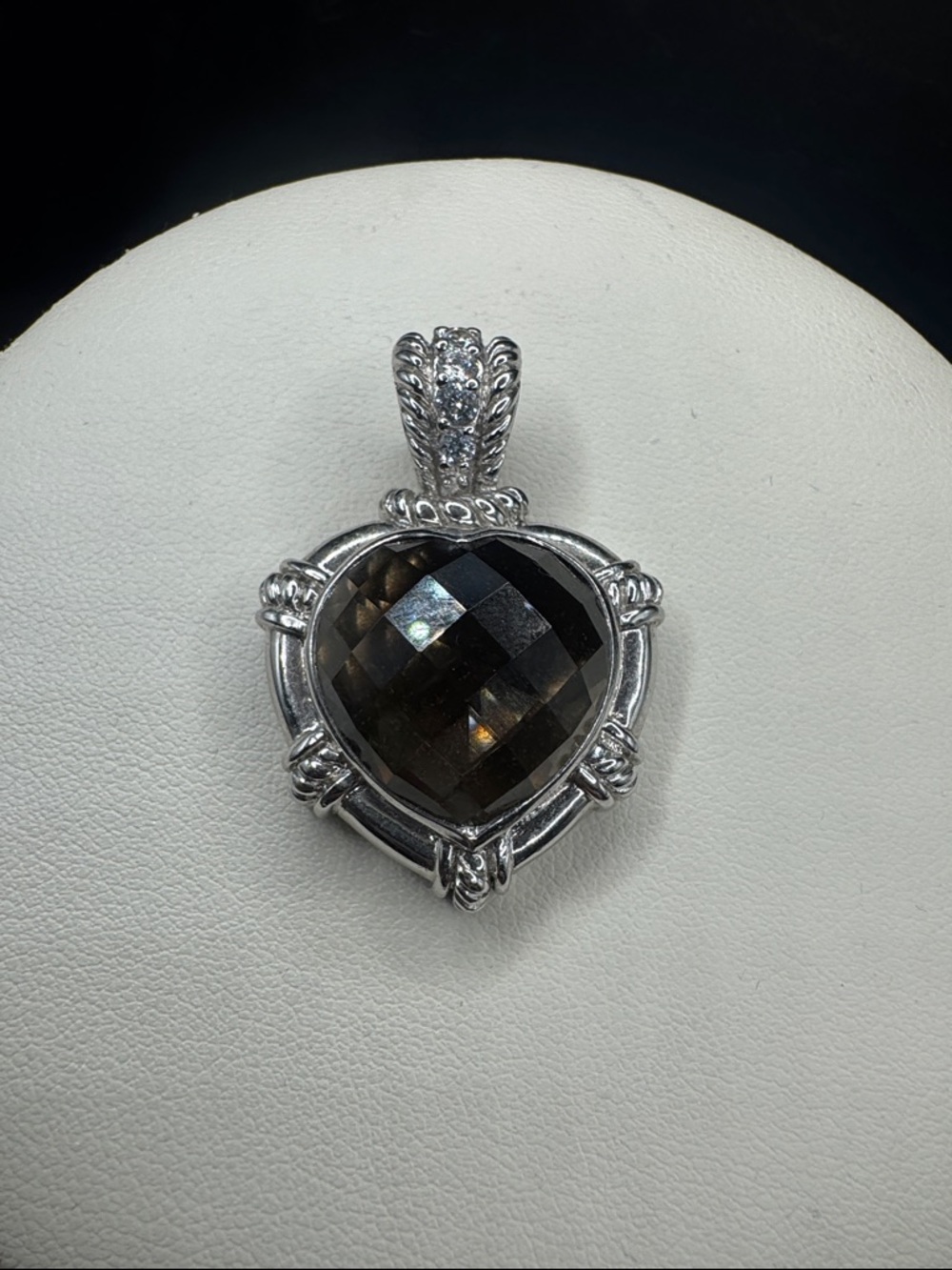 Judith Ripka Heart  Smoky Quartz Pendant in Sterling Silver